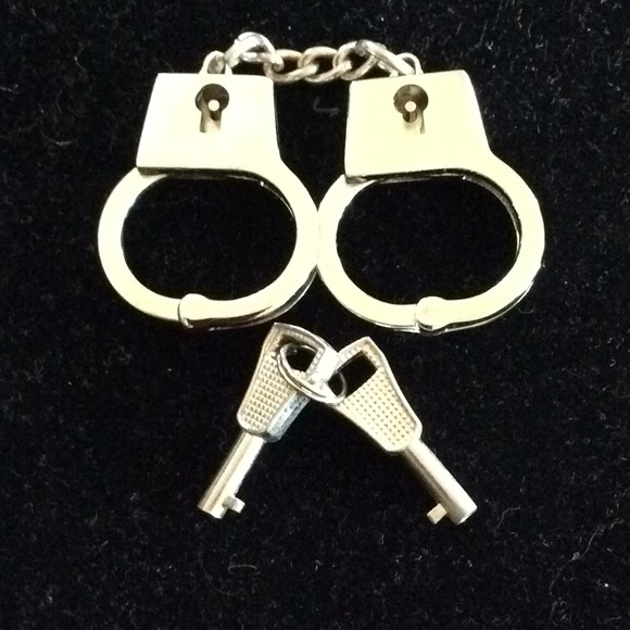 Miniature silver handcuffs with 2 keys - Picture 1 of 8